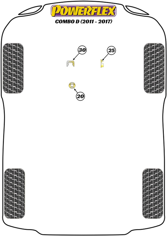 Schema silent block Powerflex per Opel Combo D (11-17)
