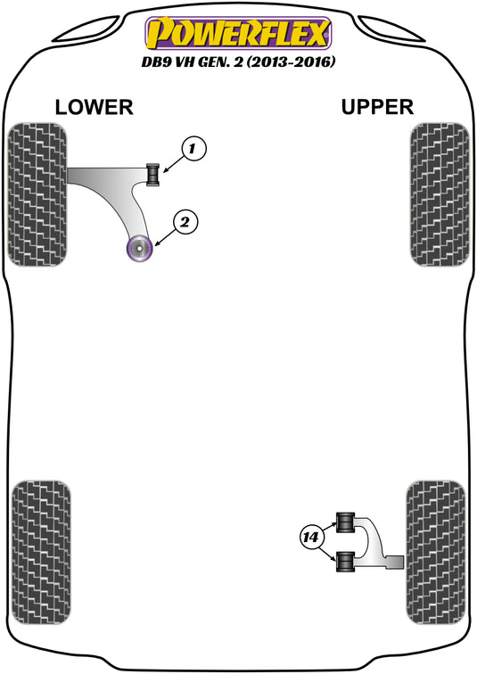 Schema silent block Powerflex per Aston Martin DB9 (13-16)