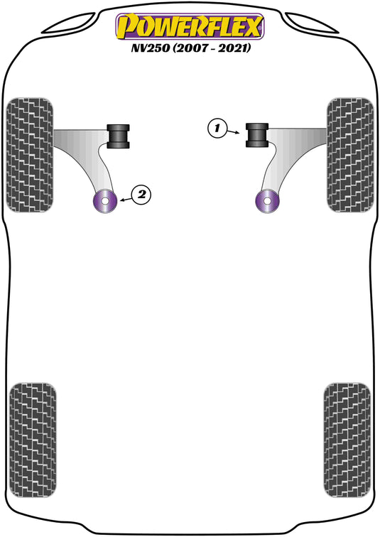 Schema silent block Powerflex per Nissan NV250 (07-21)