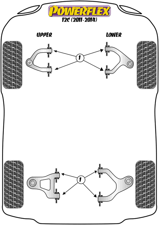 Schema silent block Powerflex per McLaren MP4-12C (11-14)