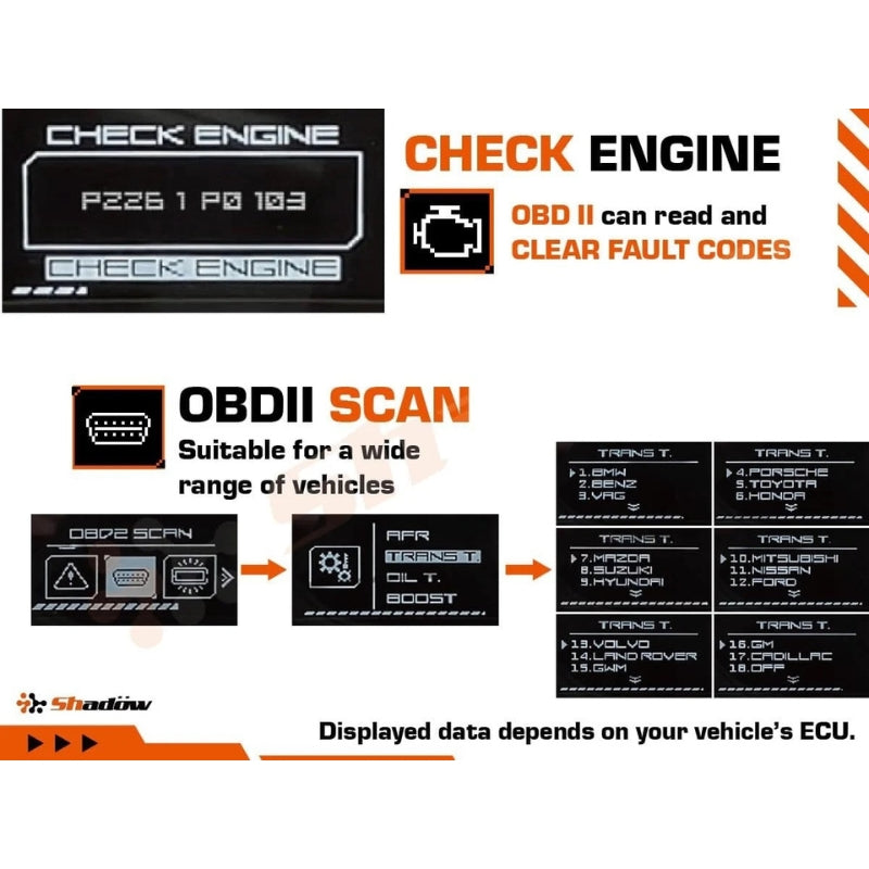 Display Multifunzione OBD II Shadow Digital Meter 2 Plus