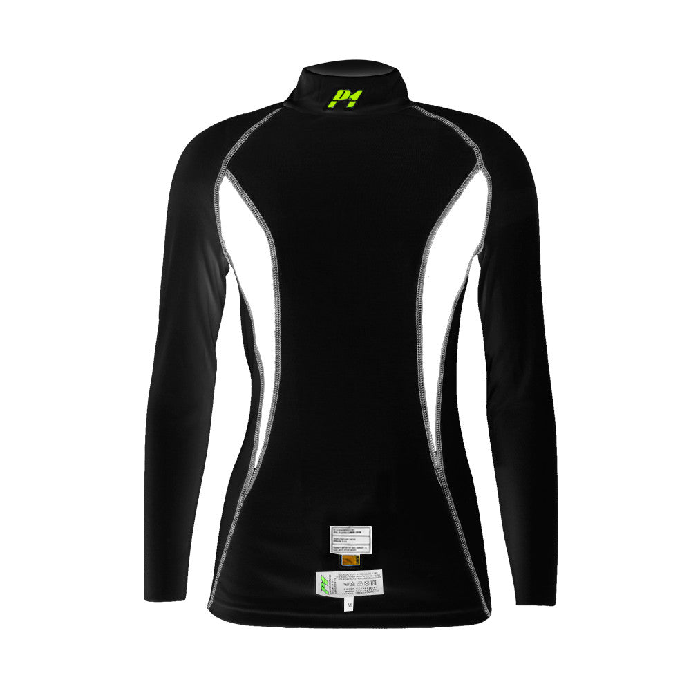 Maglia Sottotuta Donna P1 Slim Fit Elite Nero / Bianco (FIA 8856-2018)