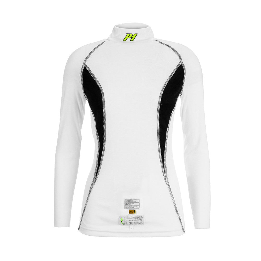 Maglia Sottotuta Donna P1 Slim Fit Elite Bianco / Nero (FIA 8856-2018)