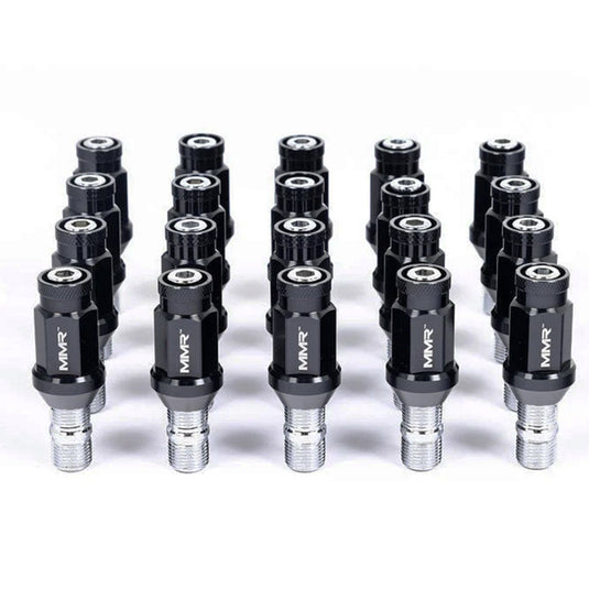 Kit composto da 20 tasselli M14x1,25 da 70 mm e 20 dadi conici MMR - BMW & MINI
