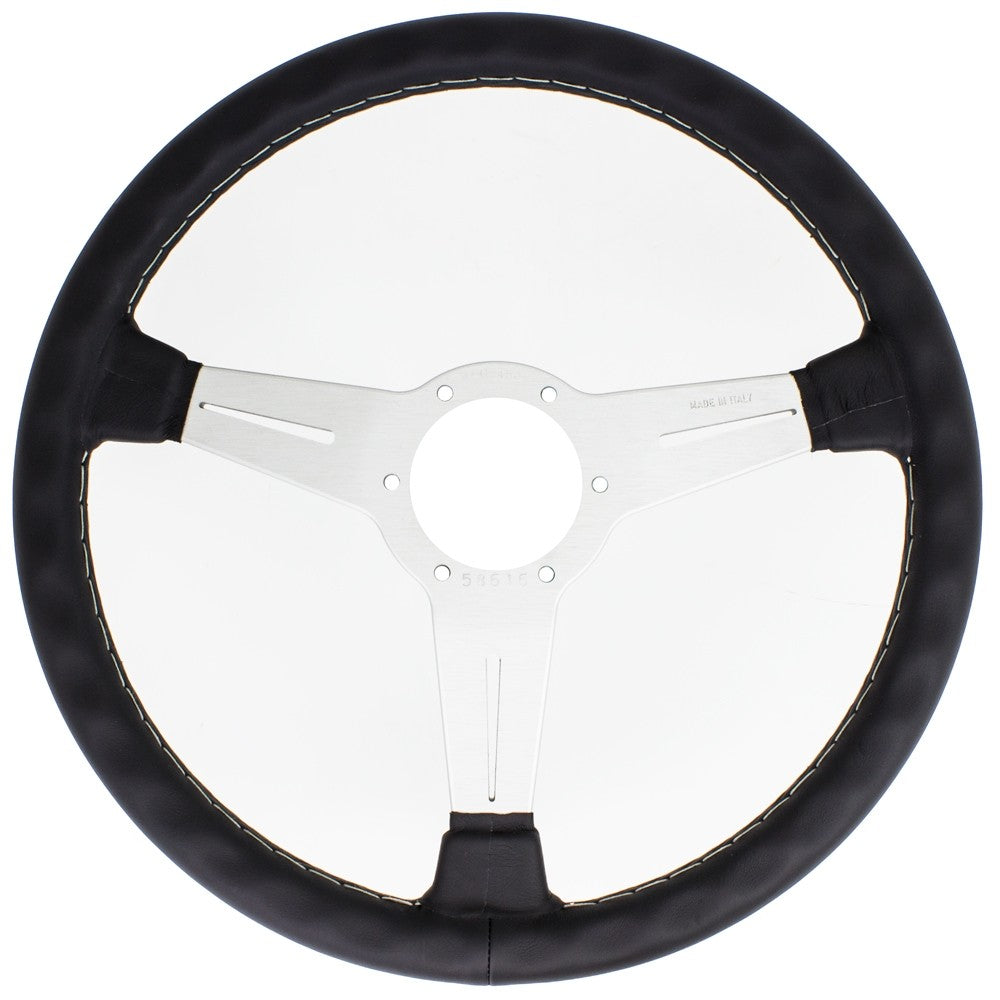 Volante Nardi Classic ND36, Pelle Nera, Razze in Alluminio, Cuciture Grigie, a Calice 40 mm