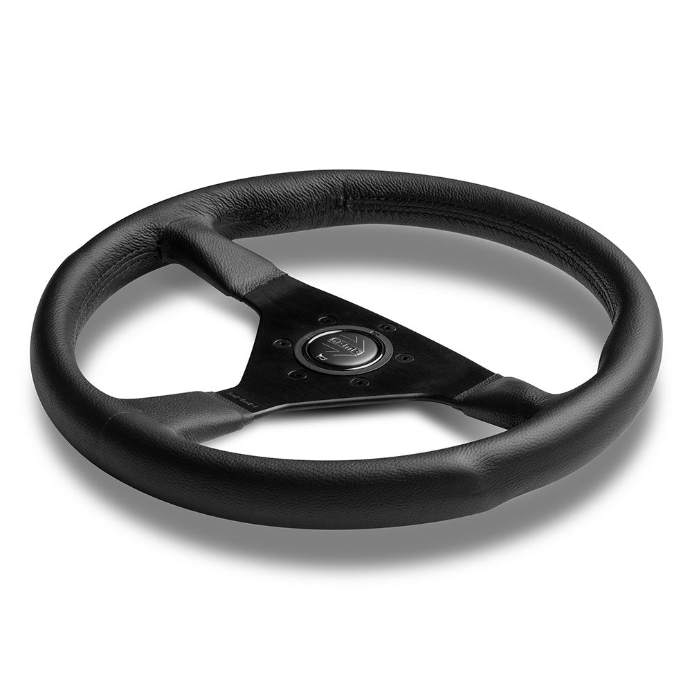 Volante Momo Montecarlo a Calice (40 mm), Pelle Nera, Razze Nere - 35 cm