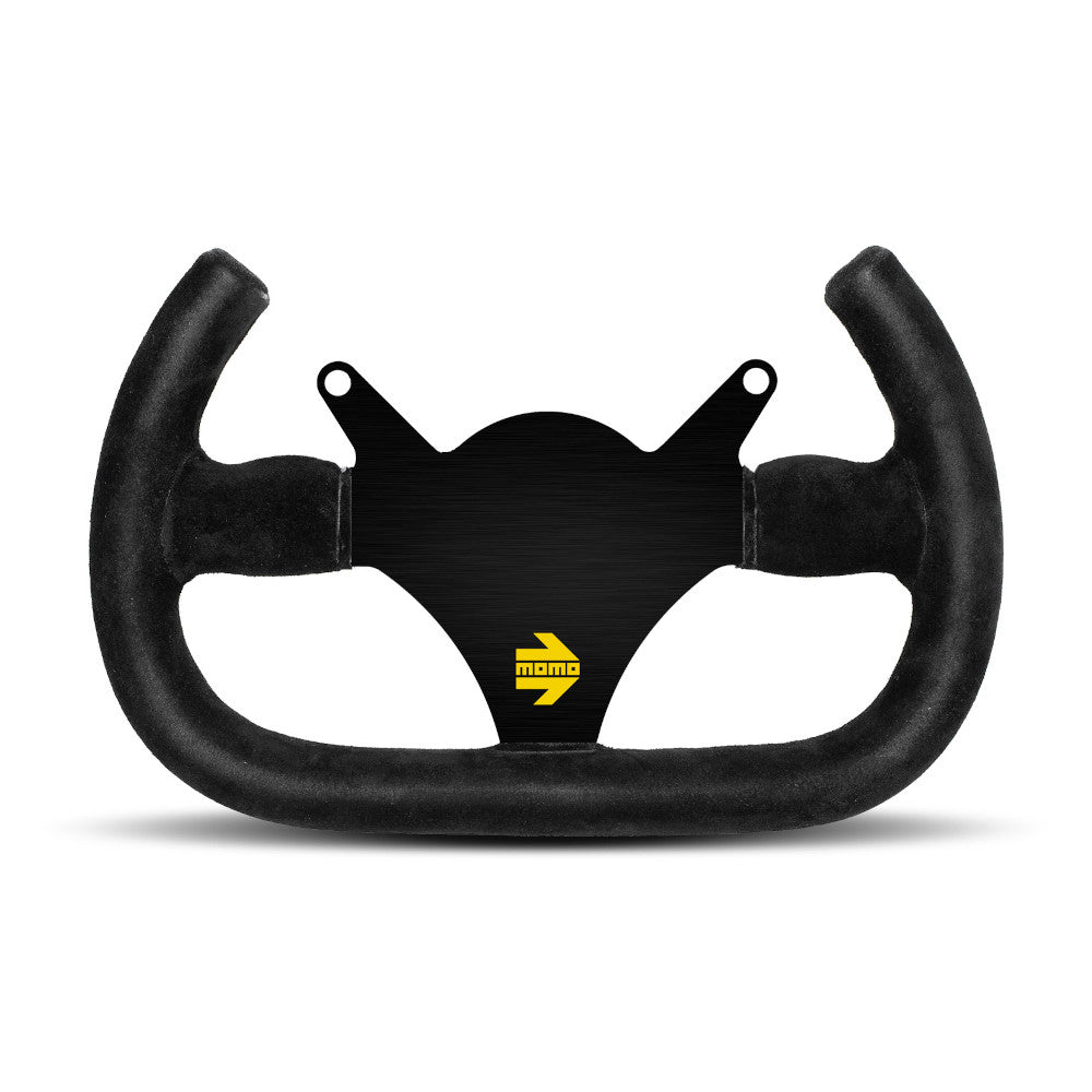 Volante Momo Mod. 101, Scamosciato Nero, Razze Nere - 29 cm