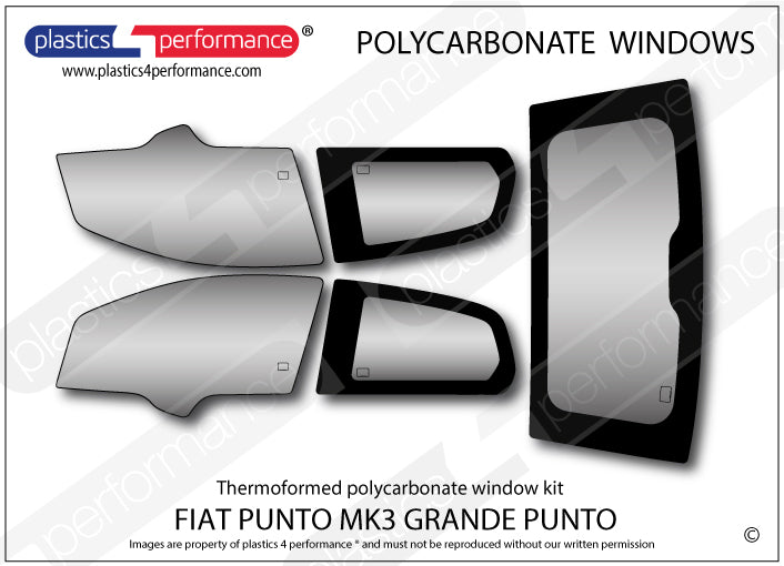 Carica immagine in Galleria Viewer, Vetri in Policarbonato per Fiat Punto MK3 (Grande Punto)
