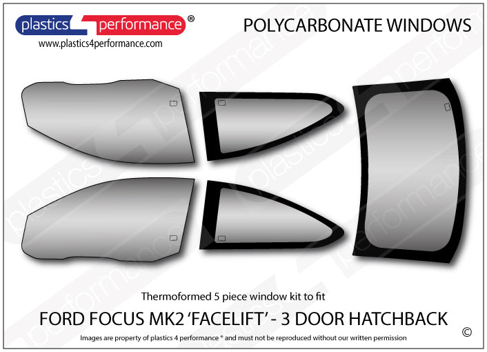 Vetri in Policarbonato per Ford Focus MK2 3 Porte