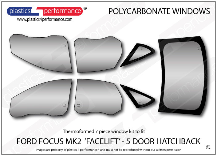 Vetri in Policarbonato per Ford Focus MK2 5 Porte