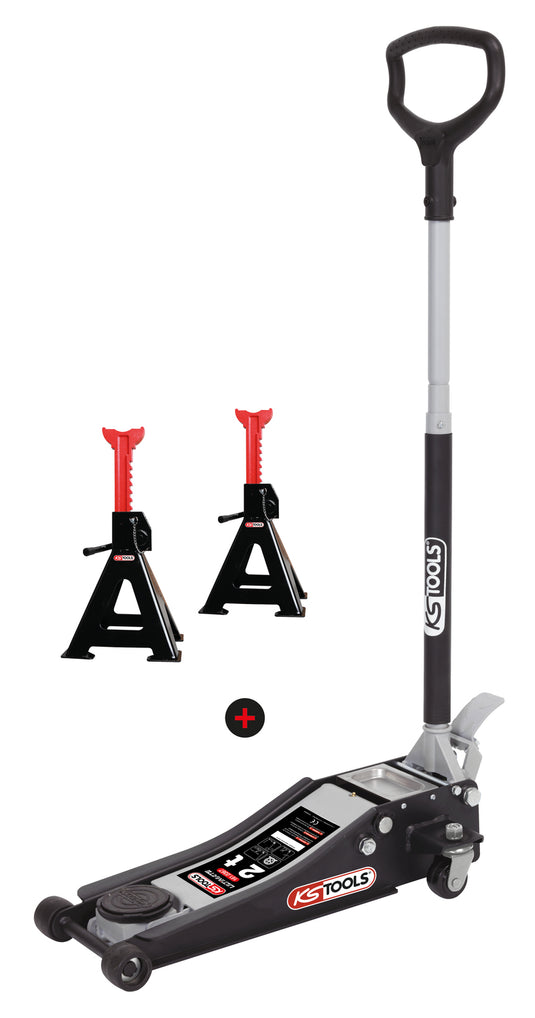 Set Cric Extra-Ribassato Acciaio Ultimate 2 T + Cavalletti 2 T KS Tools