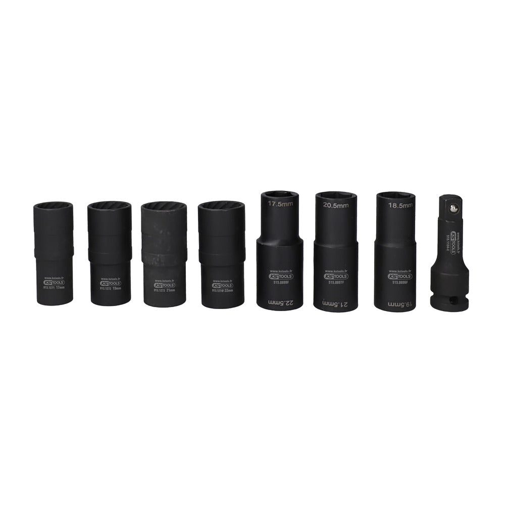 Valigetta di Bussole a Impulsi 1/2" Speciali per Ruote, 18 Pezzi KS Tools