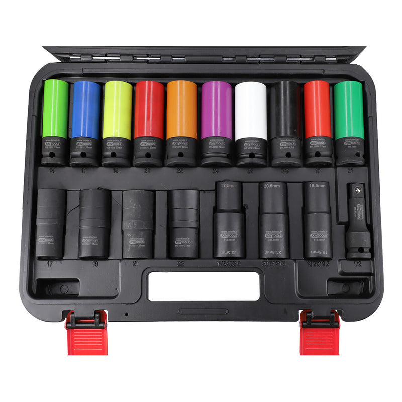 Carica immagine in Galleria Viewer, Valigetta di Bussole a Impulsi 1/2" Speciali per Ruote, 18 Pezzi KS Tools
