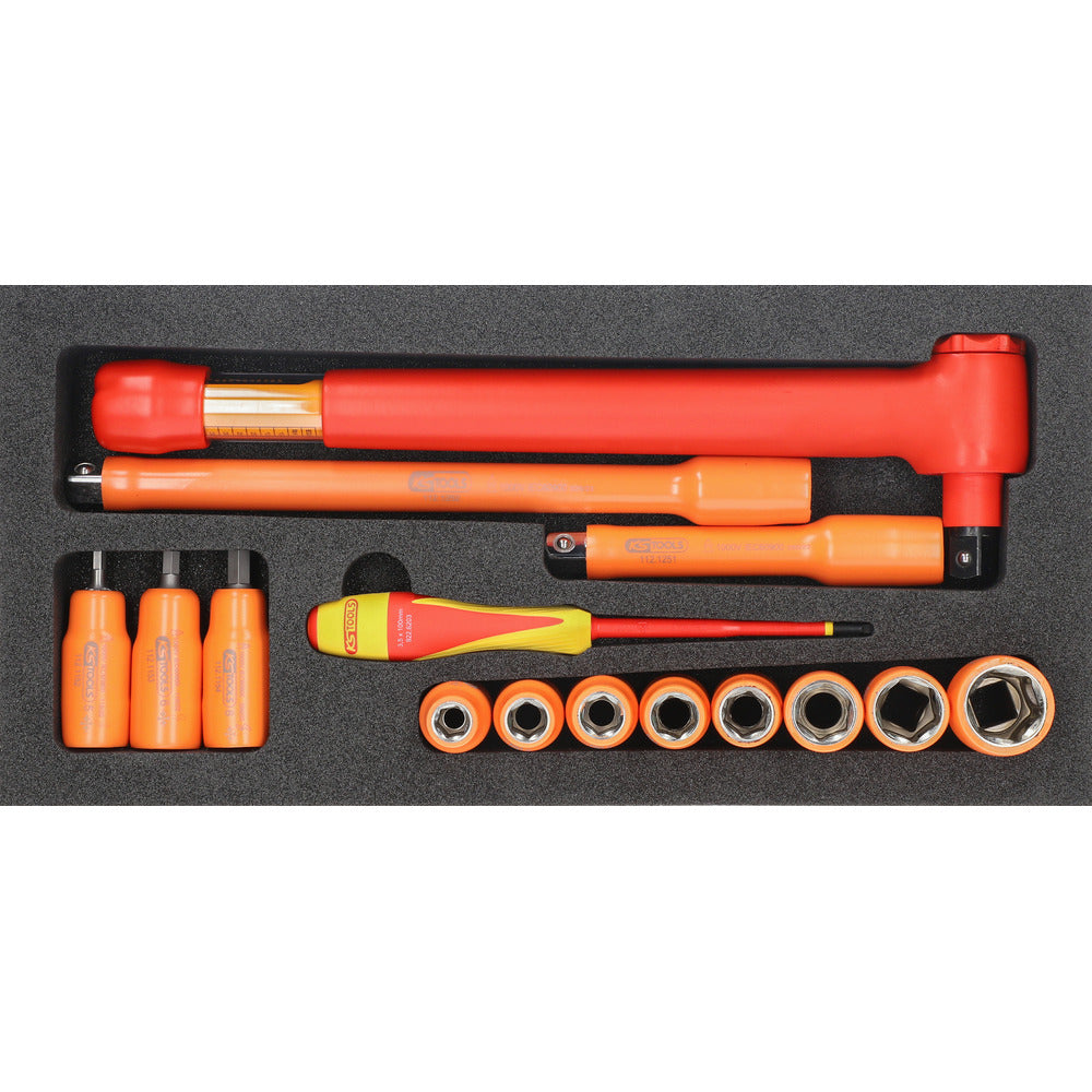 Modulo di Bussole & Chiave Dinamometrica 1/2", 10- 50 Nm Isolate 1000V, 15 Pezzi KS Tools