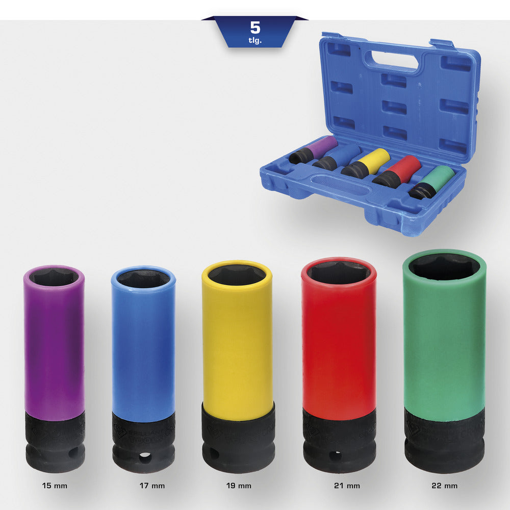 Set di Bussole a Impulsi 1/2" per Cerchi Alluminio, 5 Pezzi Brilliant Tools