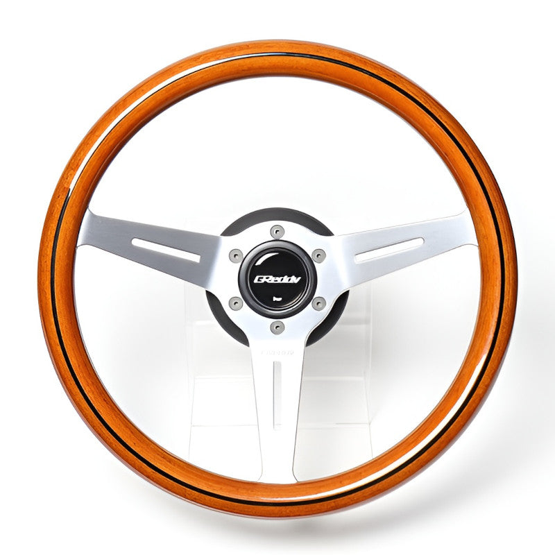 Volante GReddy "Wood Type" a Calice (47 mm), Legno Chiaro, Razze in Alluminio - 340 mm