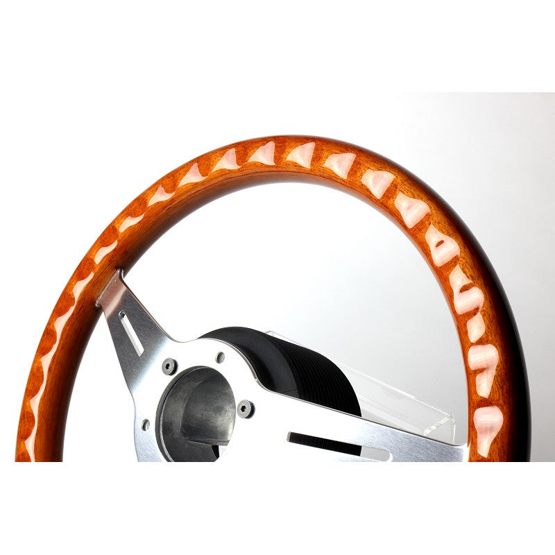 Carica immagine in Galleria Viewer, Volante GReddy "Wood Type" a Calice (47 mm), Legno Chiaro, Razze in Alluminio - 340 mm
