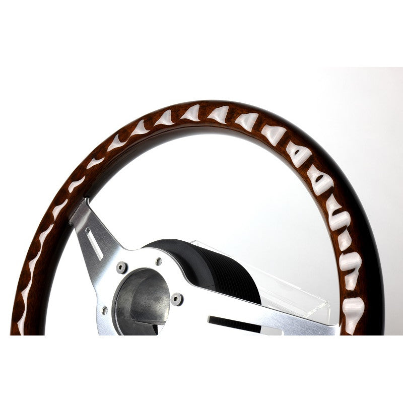 Volante GReddy "Wood Type" a Calice (47 mm), Legno Scuro, Razze in Alluminio - 340 mm