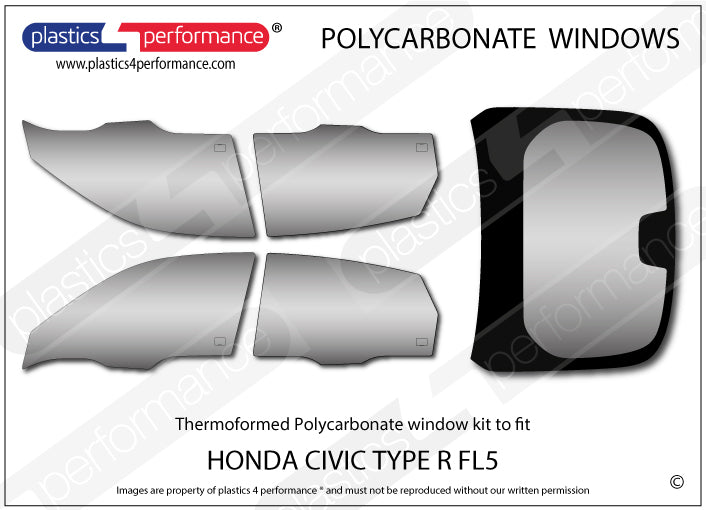 Carica immagine in Galleria Viewer, Vetri in Policarbonato per Honda Civic Type R FL5
