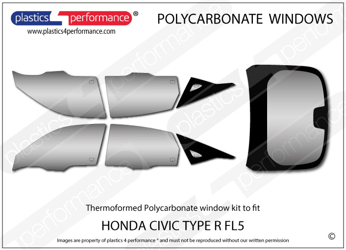 Carica immagine in Galleria Viewer, Vetri in Policarbonato per Honda Civic Type R FL5
