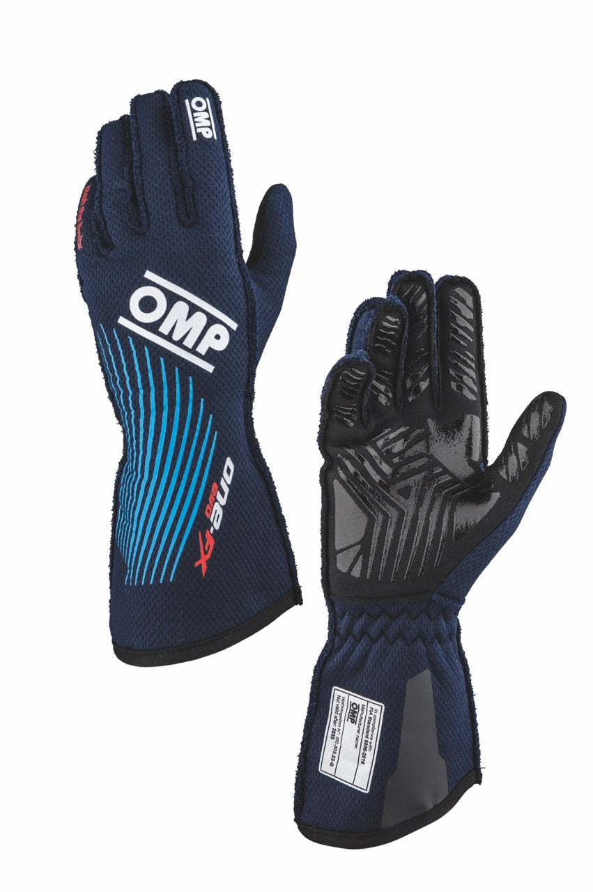 Guanti OMP ONE EVO FX Blu Marine / Ciano (FIA)