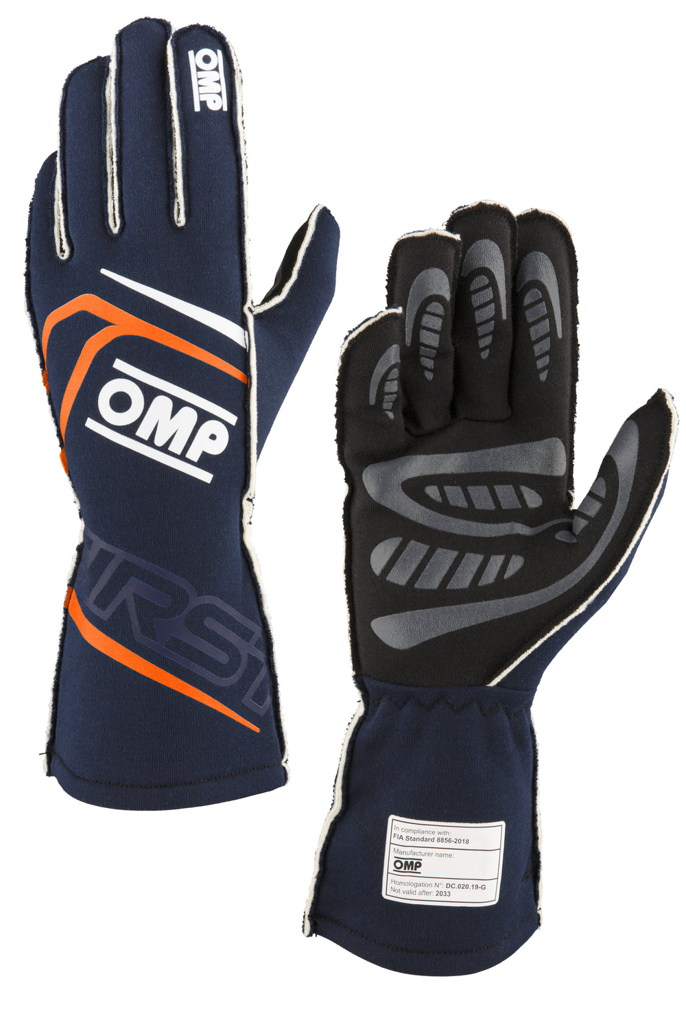 Guanti OMP First Blu Marine / Arancione Fluo