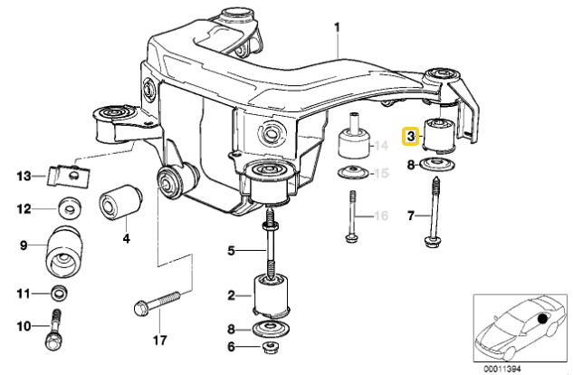 Carica immagine in Galleria Viewer, Silent Block in Poliuretano Culla Posteriore IRP per BMW E36
