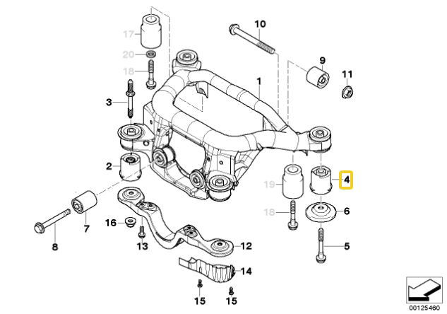 Silent Block in Poliuretano Culla Posteriore IRP per BMW E46