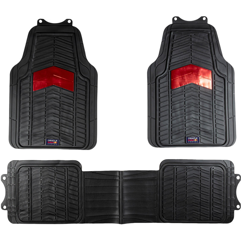 Carica immagine in Galleria Viewer, Jeu de 3 tapis de sol (2 AV+1 PONT AR) en PVC noir/rouge ORACLE RED BULL RACING
