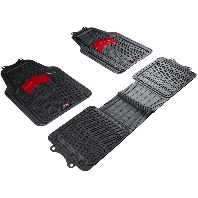 Carica immagine in Galleria Viewer, Set 3 tappetini in PVC nero/rosso Oracle Red Bull Racing (2 anteriori + 1 posteriore)
