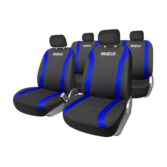 Jeu de housses complet SPARCO noir avec bandes bleues (logo AV)
