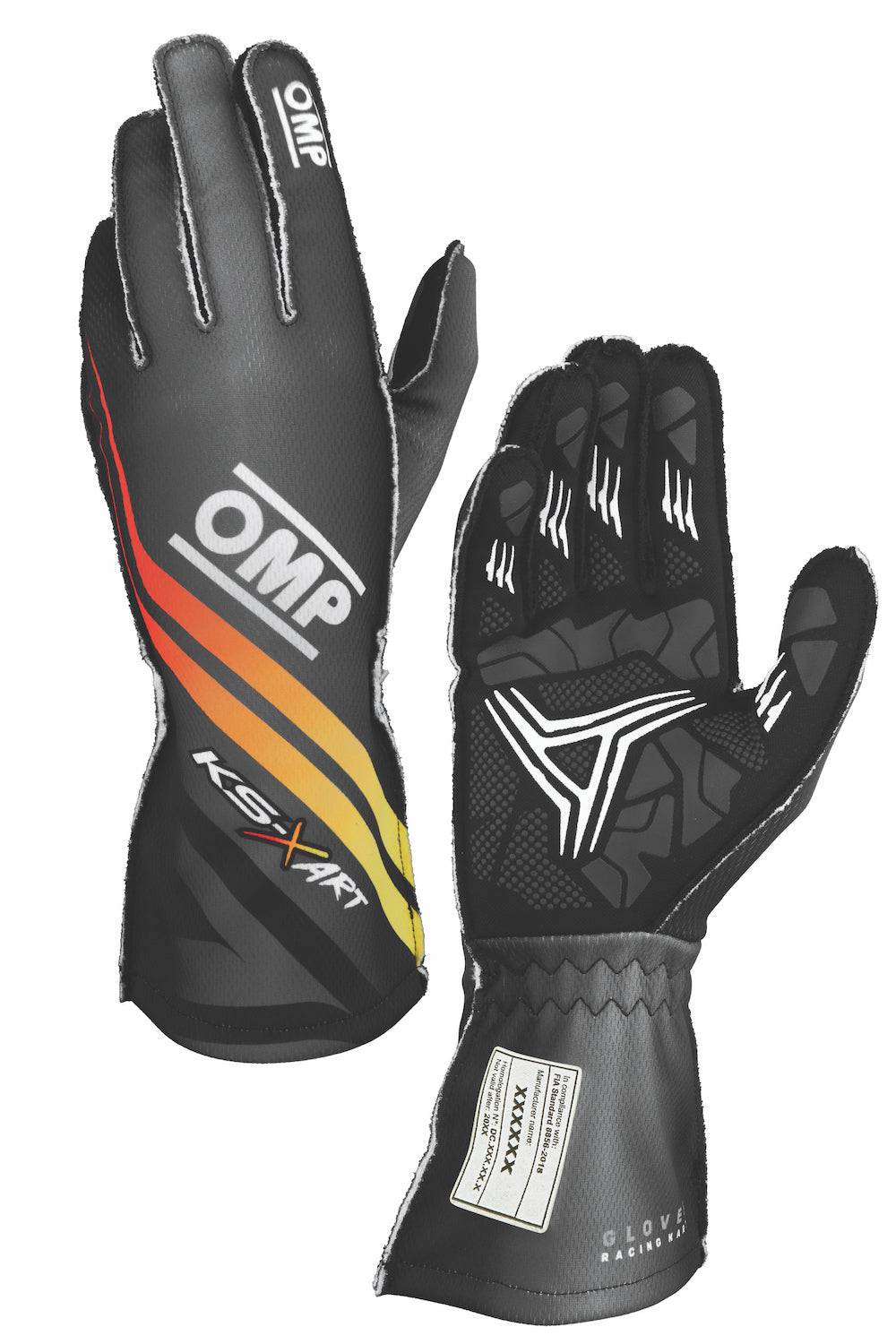 Guanti Kart OMP KS-X ART Nero / Giallo / Rosso