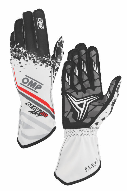 Guanti Kart Bambino OMP KS-2 ART Bianco / Nero / Rosso
