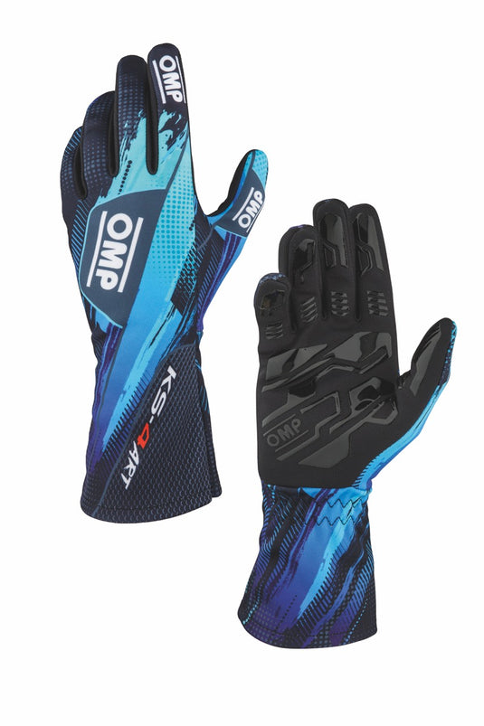 Guanti Kart OMP KS-4 ART Nero / Ciano