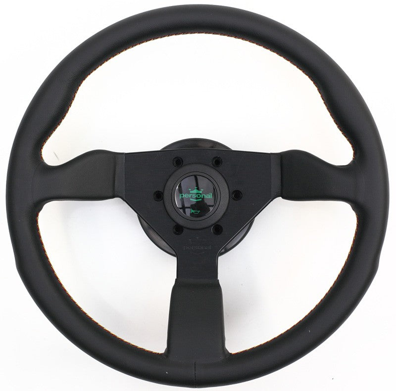 Volante Personal Grinta Kingston Edition (330 mm), Pelle Nera, Razze Nere, Cuciture Rasta