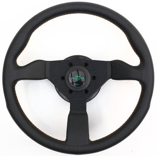 Volante Personal Grinta Kingston Edition (330 mm), Pelle Nera, Razze Nere, Cuciture Rasta