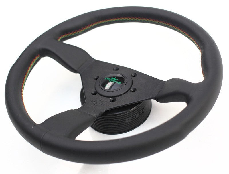 Volante Personal Grinta Kingston Edition (330 mm), Pelle Nera, Razze Nere, Cuciture Rasta