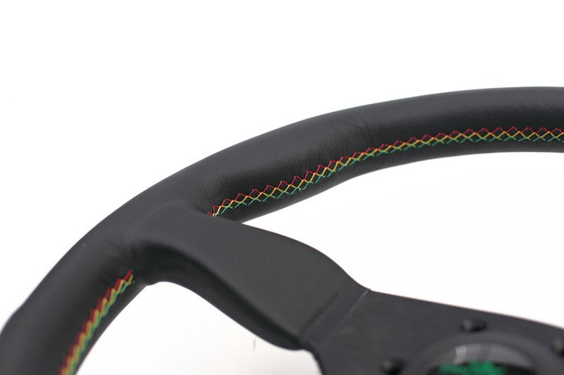 Volante Personal Grinta Kingston Edition (330 mm), Pelle Nera, Razze Nere, Cuciture Rasta