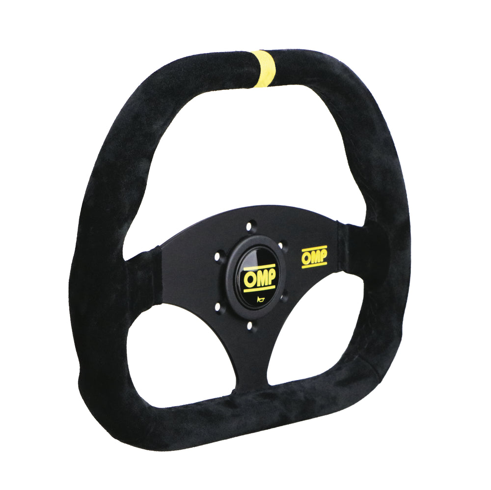 Volante OMP Kubic Piatto, Scamosciato Nero, Razze Nere