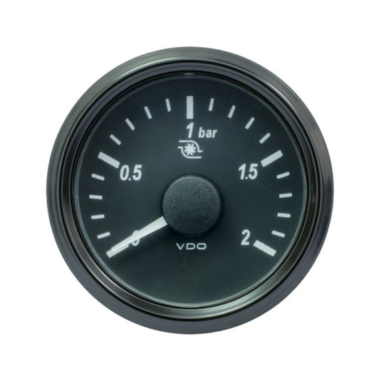 Manometro Pressione Turbo VDO SingleViu 0-2Bar Diametro 52 Fondo Nero
