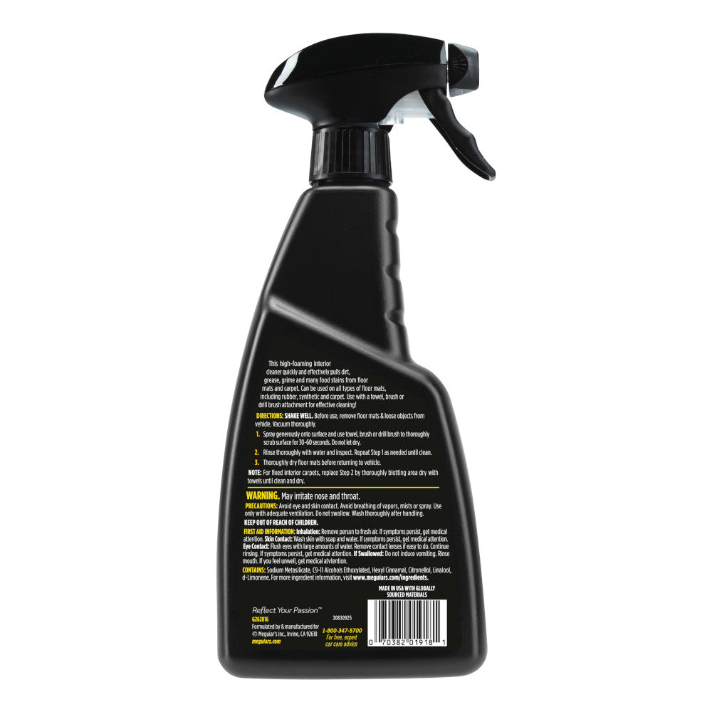 Spray Schiumoso Meguiar's Detergente Tessuti, Tappetini & Moquette (473 mL)