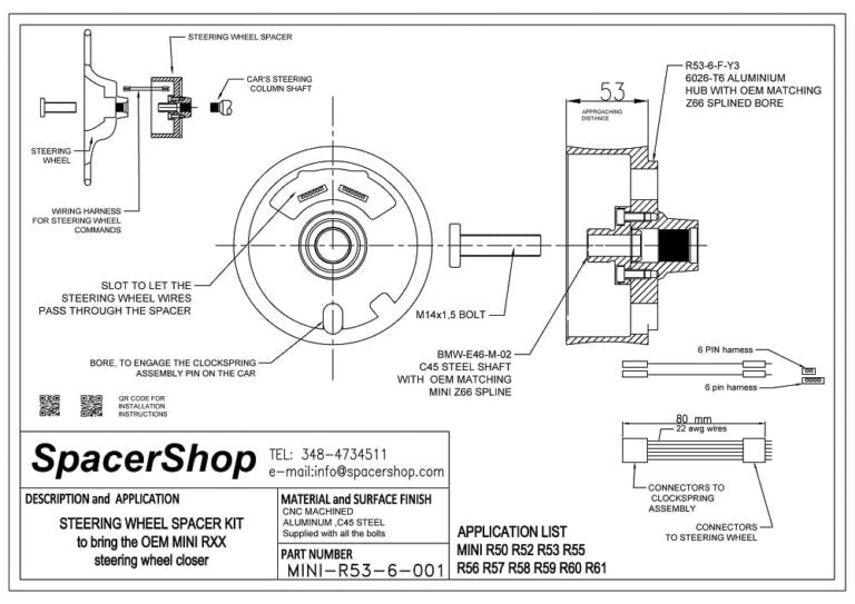 Distanziale Volante SpacerShop per Mini Cooper R50 / R52 / R53