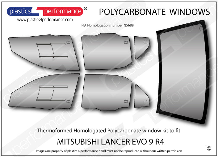 Carica immagine in Galleria Viewer, Vetri in Policarbonato per Mitsubishi Lancer Evo 9 (IX)
