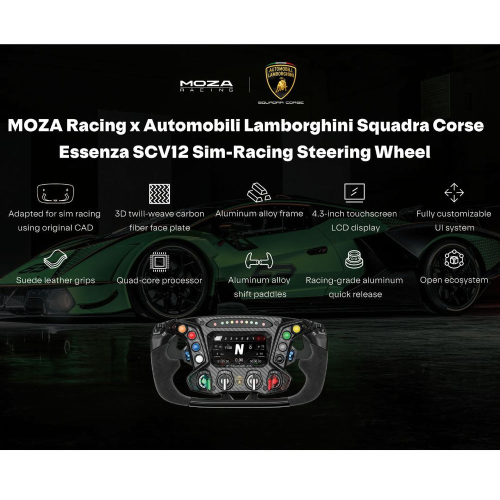 Volante sim racing Moza x Lamborghini Squadra Corse Essenza SCV12