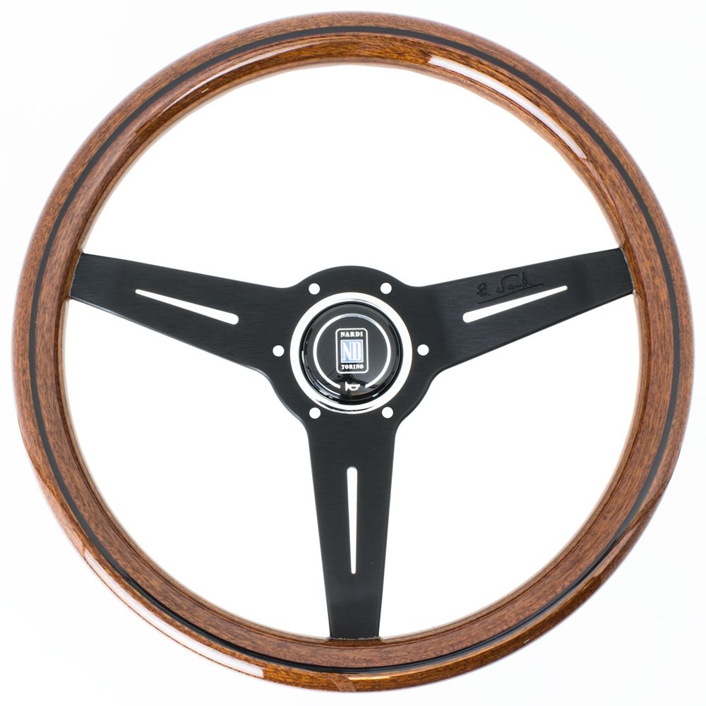 Volante Nardi Classic ND34 Legno, Razze Nere, a Calice 25 mm