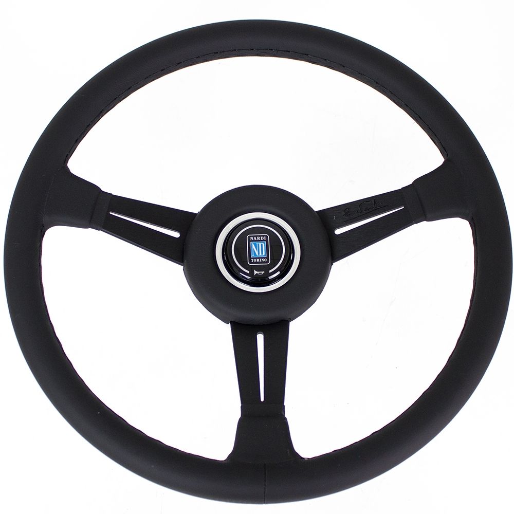 Volante Nardi Classic ND36 Pelle Nera, Razze Nere, Cuciture Nere, a Calice 25 mm
