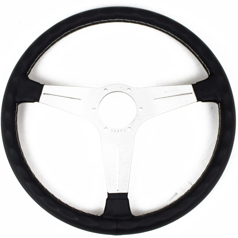 Volante Nardi Classic ND39 Pelle Nera, Razze in Alluminio, Cuciture Grigie, a Calice 30 mm