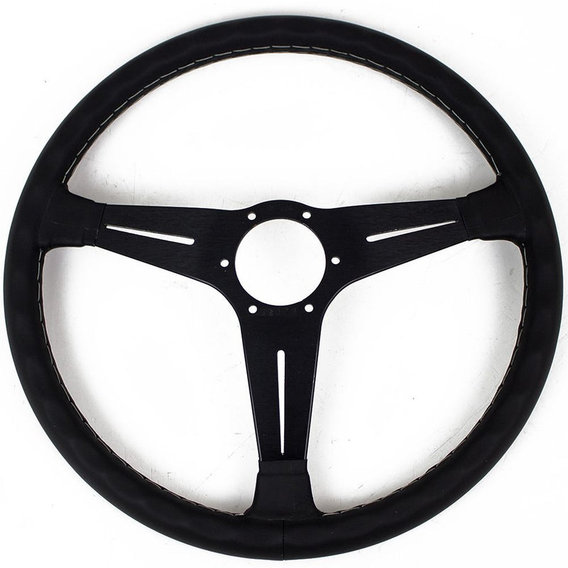 Carica immagine in Galleria Viewer, Volante Nardi Classic ND39 Pelle Nera, Razze Nere, Cuciture Grigie, a Calice 30 mm
