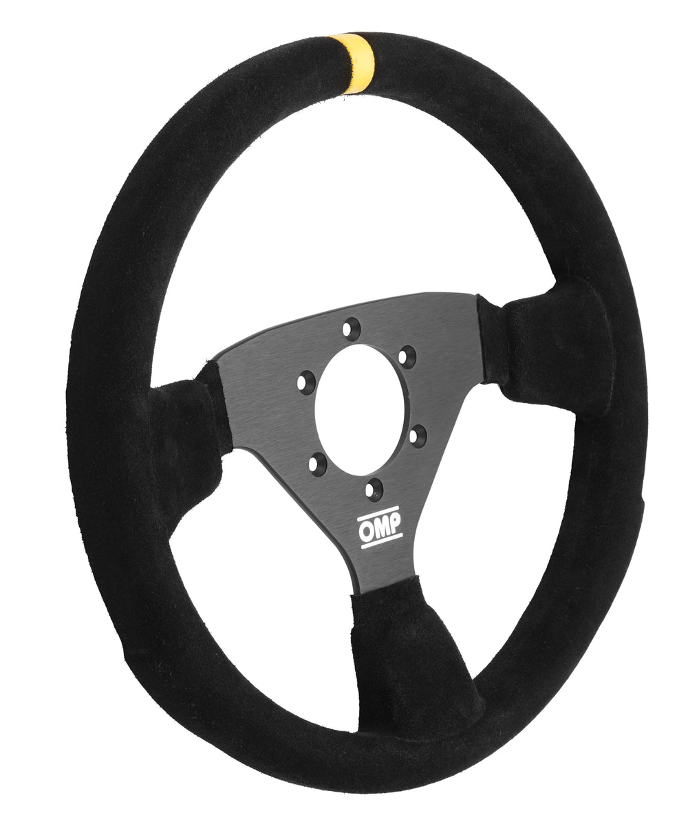 Volante OMP 320 ALU Rally Piatto, Scamosciato Nero, Razze Nere