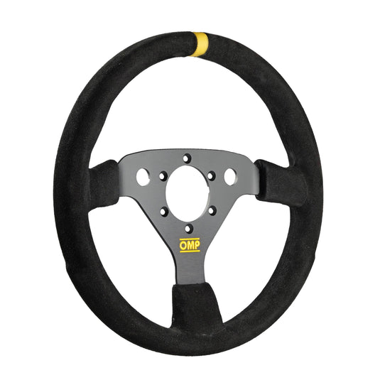 Volante OMP 320 ALU Piatto, Scamosciato Nero, Razze Nere
